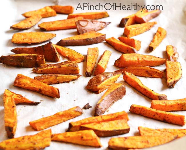 Oven Baked Sweet Potato Fries - A Pinch of Healthy