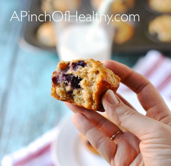 Blueberry Oat Muffins {Whole Grain, No Refined Sugar} - A Pinch of Healthy