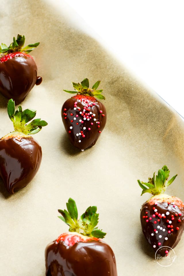 Dark Chocolate and Nonpareil dipped Strawberries