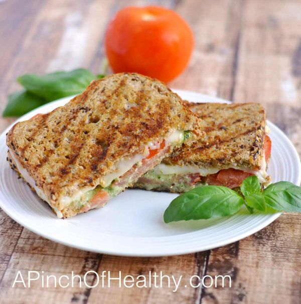 Pesto Caprese Grilled Cheese - A Pinch of Healthy