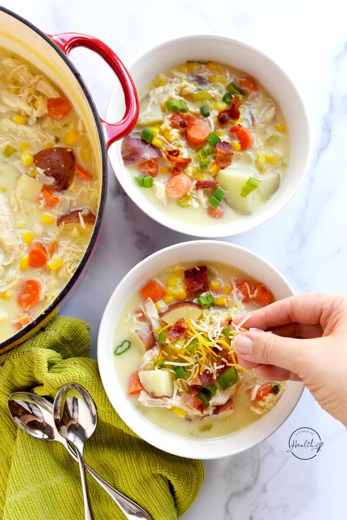 Easy Corn Chowder With TJ's Chicken-less Salt & Everything But The