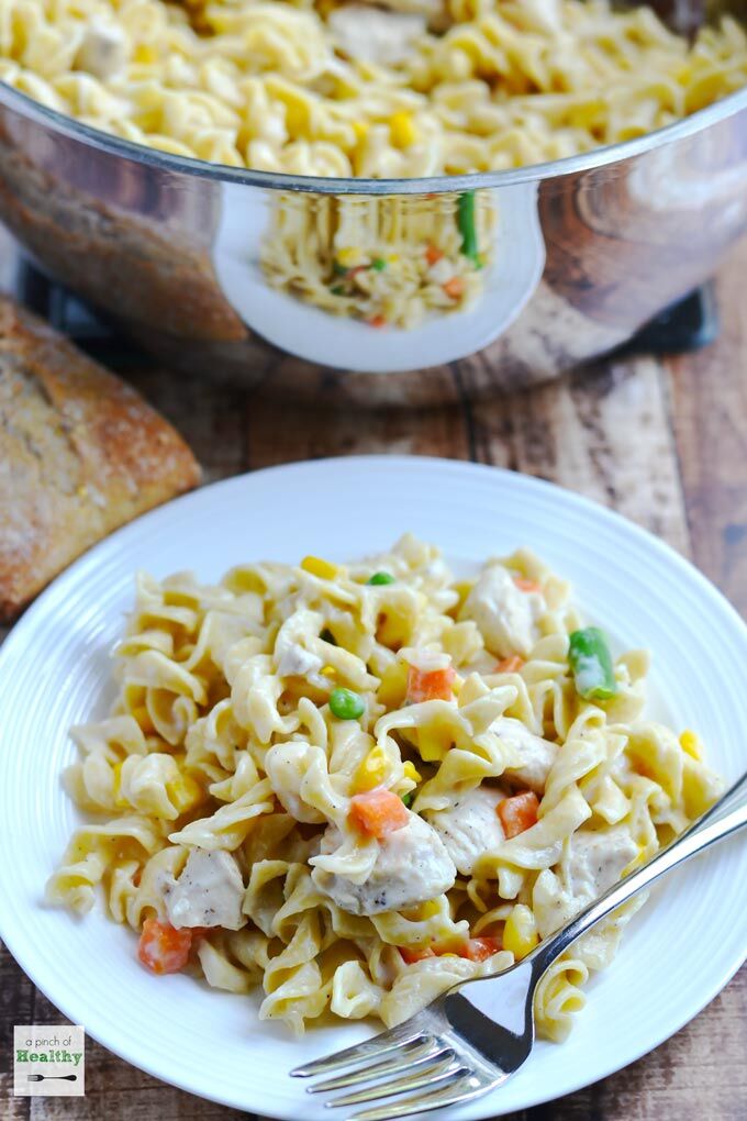 Creamy Chicken Noodle Skillet (+VIDEO) - The Girl Who Ate Everything