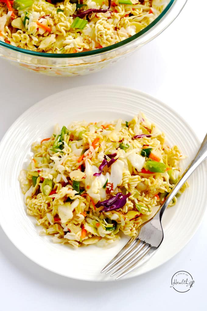 Asian Ramen Slaw Easy 10 Minute Recipe A Pinch Of Healthy   Asian Ramen Salad Plate 