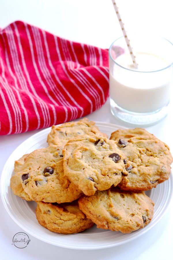 Peanut Butter Chocolate Chip Cookies - A Pinch of Healthy
