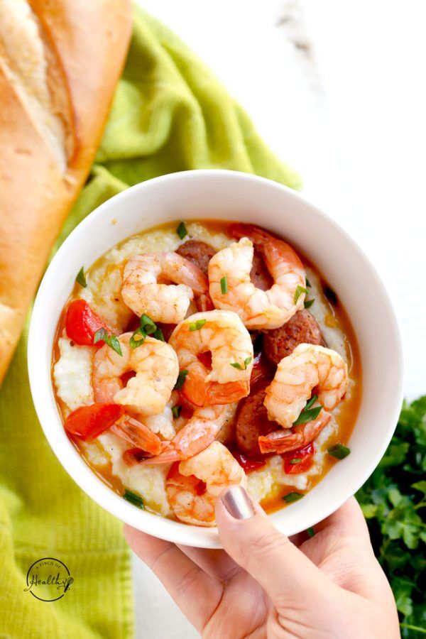 Cajun Shrimp and Grits (with Andouille Sausage) - A Pinch of Healthy