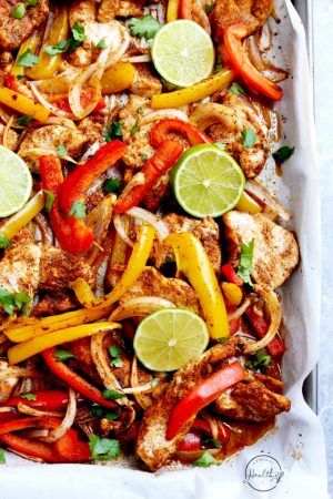 Easy Chicken Fajitas (sheet Pan Recipe) - A Pinch Of Healthy