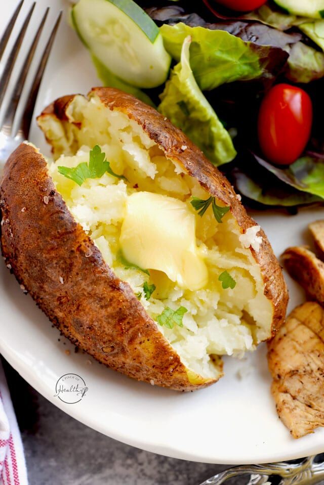 Air Fryer Baked Potatoes (crispy skin, fluffy middle) - A Pinch of Healthy