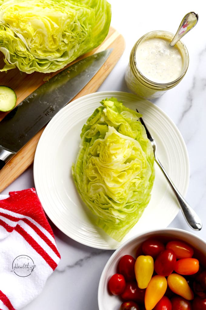 Wedge Salad (bacon, tomato, cucumber and ranch) - A Pinch of Healthy