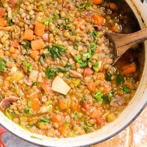 Lentil Soup (pantry ingredients, root veggies) - A Pinch of Healthy