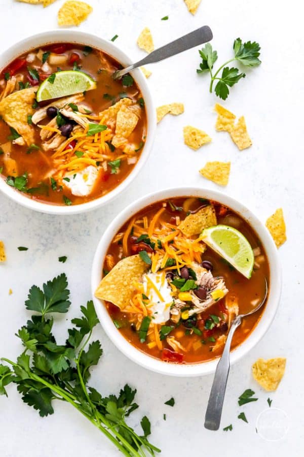 Slow Cooker Chicken Tortilla Soup - A Pinch of Healthy