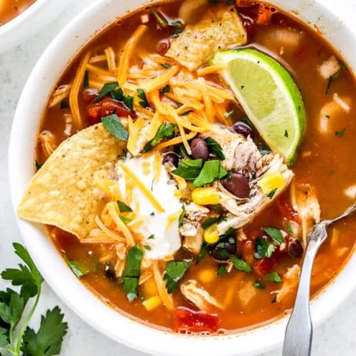 Slow Cooker Chicken Tortilla Soup - A Pinch of Healthy