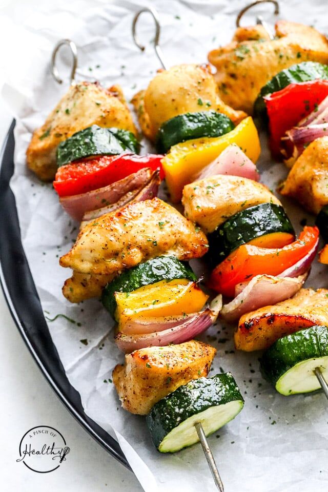 Chicken vegetable outlet skewers