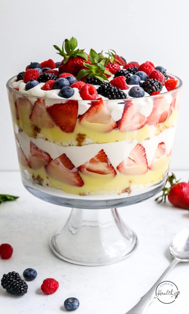 Berry Trifle (easy, light, summery dessert) - A Pinch of Healthy