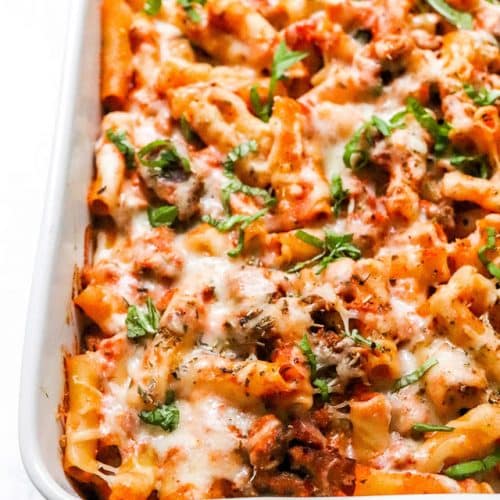 Baked Ziti with Ricotta Cheese (and meat sauce) - A Pinch of Healthy