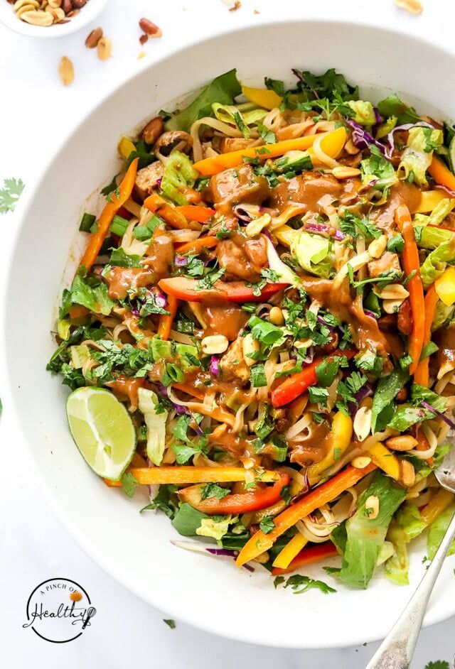 Chopped Salad with Sriracha Tofu & Peanut Dressing